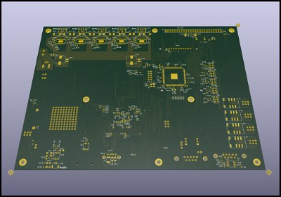 Bottom of PCB (unpopulated)  as rendered by KiCad    &#169;  All Rights Reserved